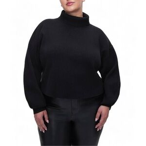 GOOD AMERICAN  Cozy Ribbed Turtle Neck Black Sweater Plus Size 2XL